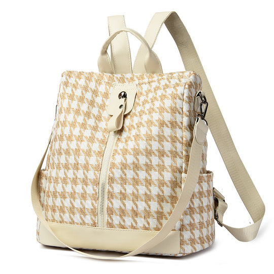 Damen Rucksacktasche mit stilvollem Hahnentrittmuster Nord Taschen