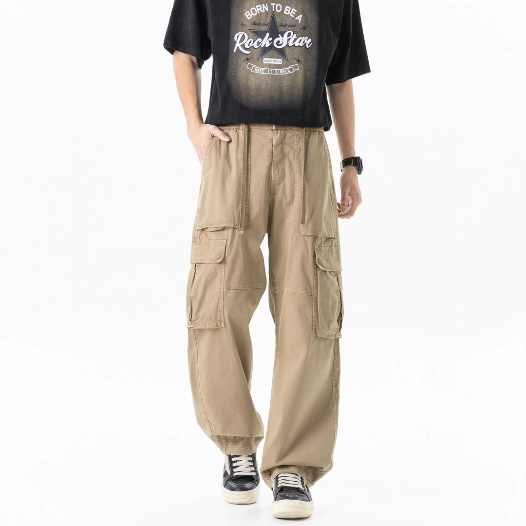 Herren Extraweite Utility-Cargo-Hose im Baggy‑Cut mit elastischem Bund und Mehrfachklappentaschen Nord Taschen