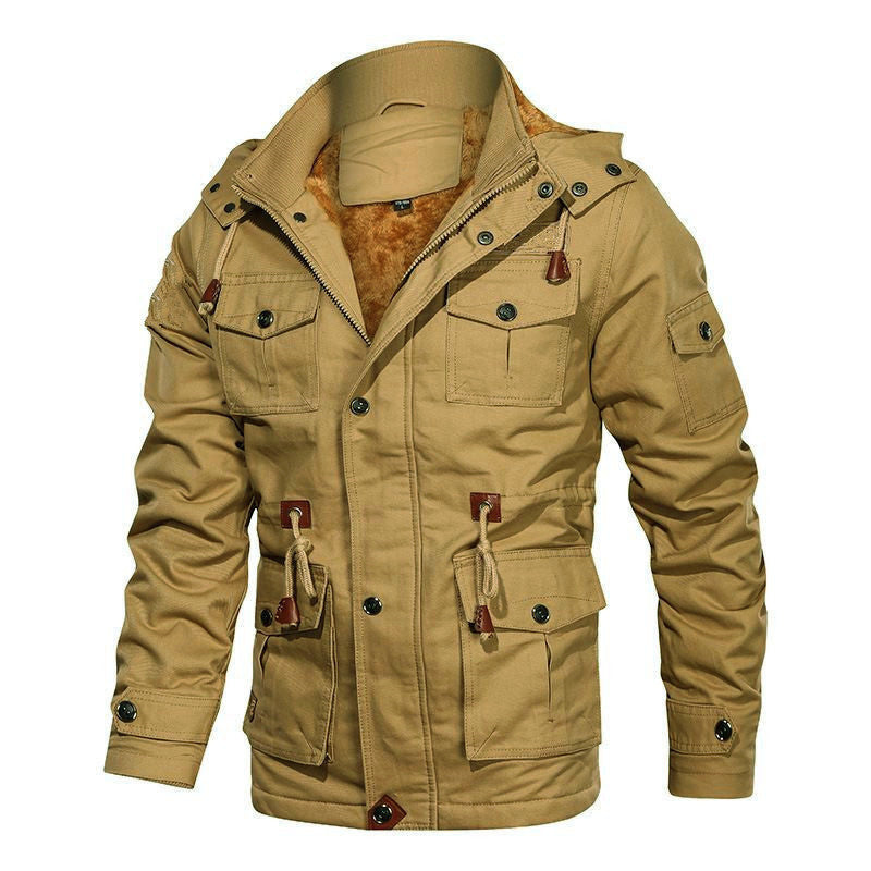 Herren Utility-Feldjacke mit Teddyfutter, Mehrfach-Taschen und Taillenzug Nord Taschen