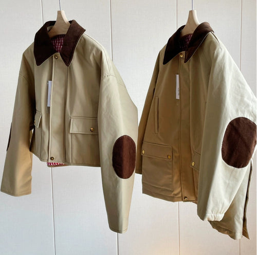 Damen Stylische Übergangsjacke mit kontrastierenden Ellbogenpatches Nord Taschen