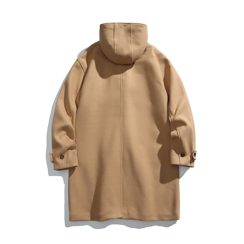 Herren Wollmix-Dufflecoat mit Kapuze und Knebelverschlüssen Nord Taschen
