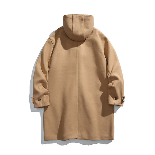 Herren Wollmix-Dufflecoat mit Kapuze und Knebelverschlüssen Nord Taschen