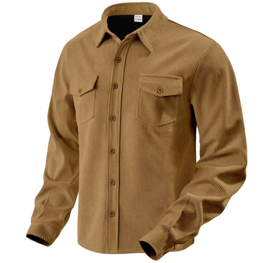Herren Kordhemdjacke aus breitem Cord mit Pattentaschen und Hemdkragen Nord Taschen