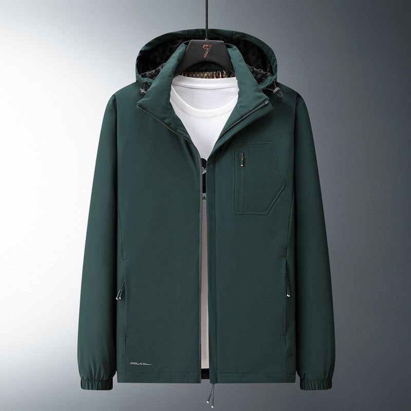 Herren Urban-minimalistische Softshell-Kapuzenjacke mit verdeckten Reißverschlüssen und elastischem Saum Nord Taschen