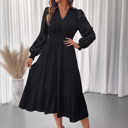 Damen Elegantes Maxikleid mit Spitzendetails Nord Taschen