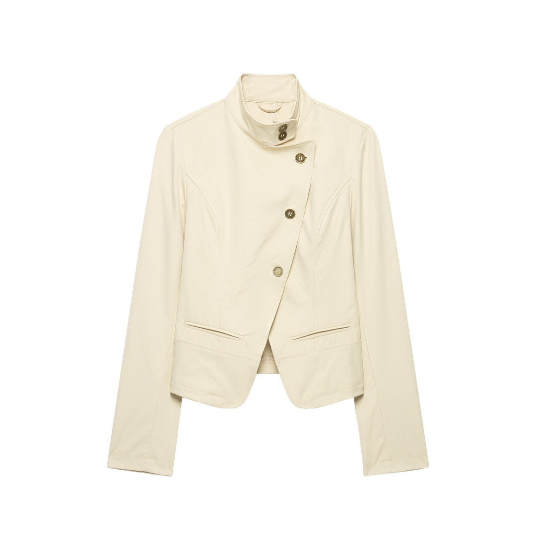 Damen Kurzblazer mit asymmetrischer Knopfleiste und hohem Stehkragen Nord Taschen