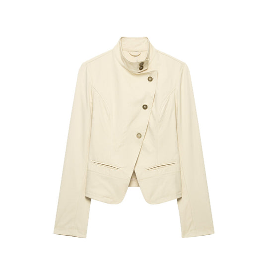 Damen Kurzblazer mit asymmetrischer Knopfleiste und hohem Stehkragen Nord Taschen