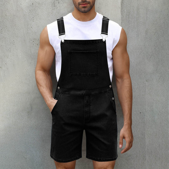 Herren Denim-Latzshorts mit modernen Taschen und verstellbaren Trägern Nord Taschen