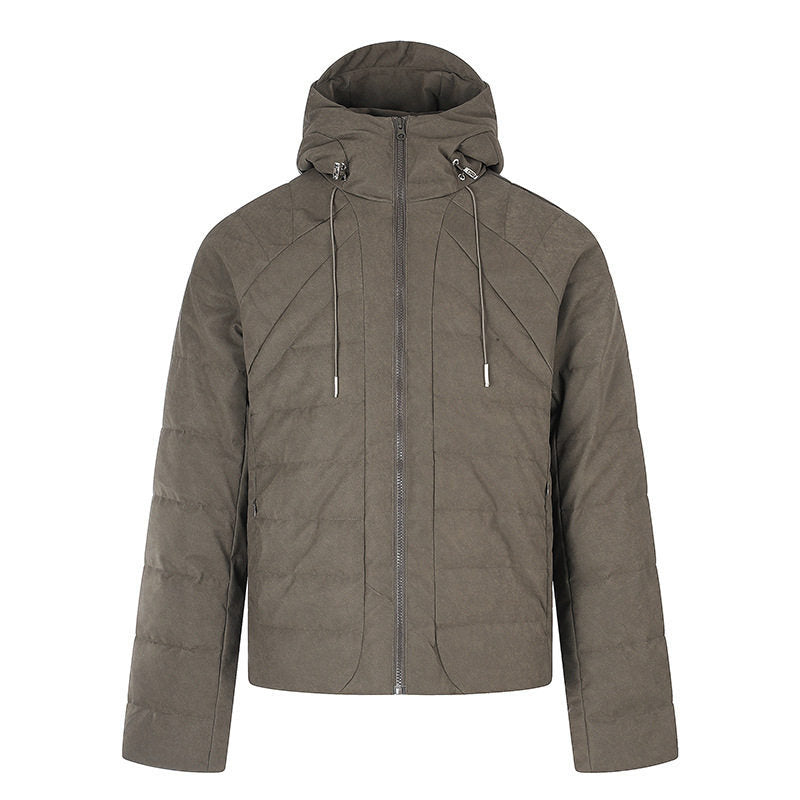 Herren wattierte Kurz-Steppjacke mit Kapuze, Tunnelzug und durchgehendem Reißverschluss Nord Taschen