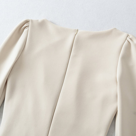 Damen Figurbetontes Midikleid mit geraffter Wickeloptik und langen Ärmeln Nord Taschen