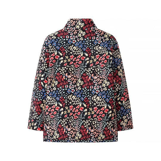 Damen Leichte wattierte Kurzjacke mit Stehkragen, verdeckter Knopfleiste und 3/4-Ärmeln Nord Taschen