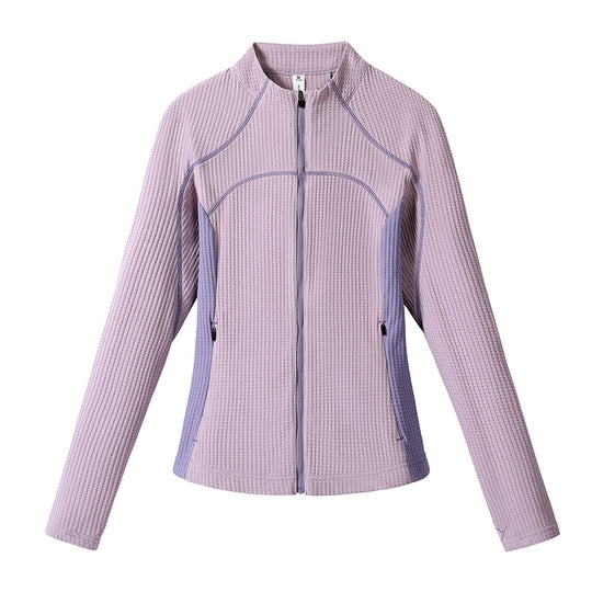 Damen Waffelstruktur-Funktionsjacke mit durchgehendem Reißverschluss, Stehkragen und Kontrast-Seiteneinsätzen Nord Taschen