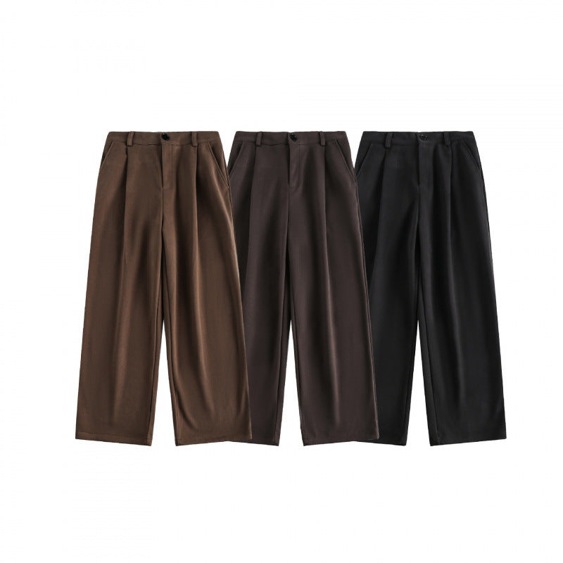 Damen Weite High-Waist-Hose mit Bundfalten und weitem Bein Nord Taschen