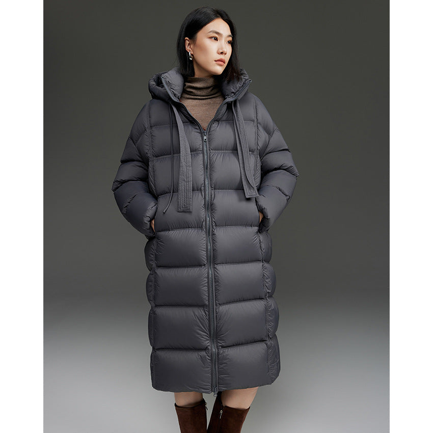 Damen Oversized Stepp-Daunenmantel mit Kapuze und verlängerter Silhouette Nord Taschen