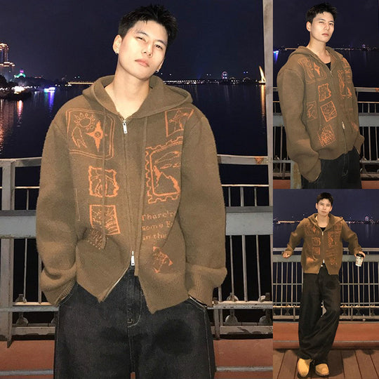 Herren Modischer Kunstfaser-Hoodie mit Reißverschluss Nord Taschen