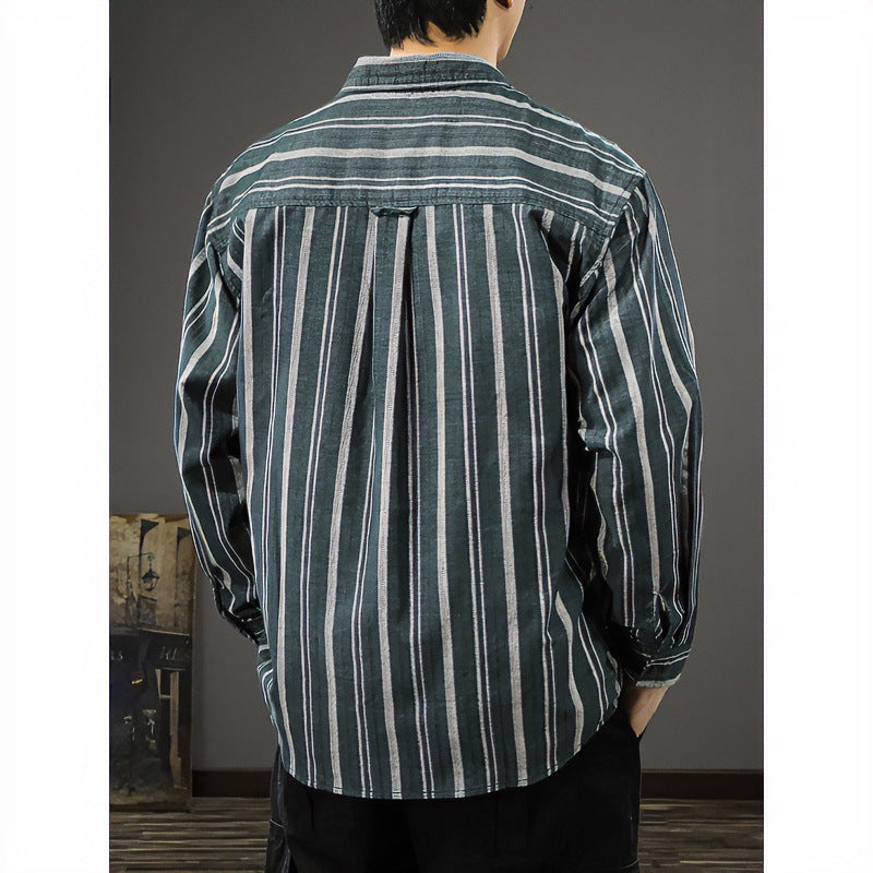 Herren Oversized Breitcord-Hemdjacke mit vertikaler Streifenstruktur und aufgesetzten Brusttaschen Nord Taschen