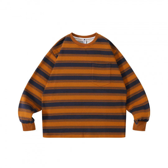 Unisex Oversize Streifen-Sweatshirt mit Brusttasche und Rundhals Nord Taschen