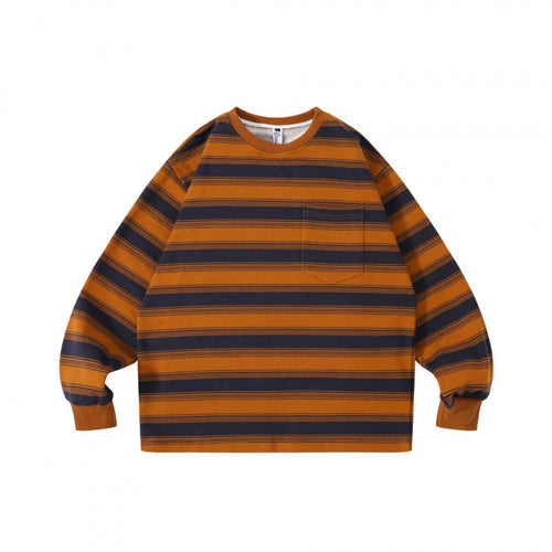 Unisex Oversize Streifen-Sweatshirt mit Brusttasche und Rundhals Nord Taschen