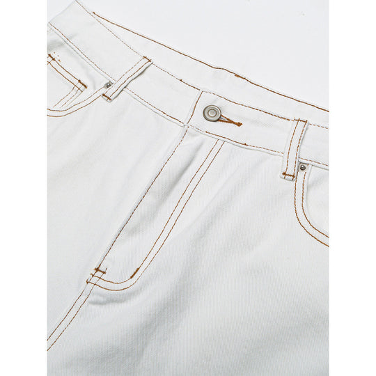 Damen Weite High-Waist Culotte-Jeans mit sichtbaren Kontrastnähten Nord Taschen