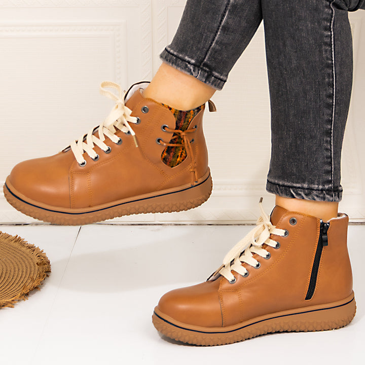 Damen nan gefütterte Schnür-Stiefelette mit seitlichem Reißverschluss und profilierter Gummisohle Nord Taschen