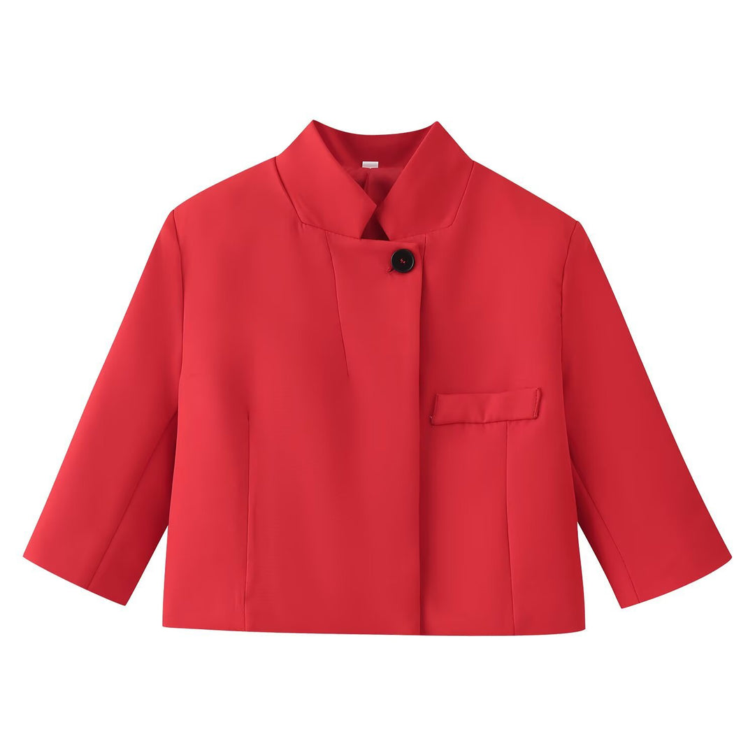 Damen Boxy-Kurzjacke mit Stehkragen und dreiviertelärmeln Nord Taschen