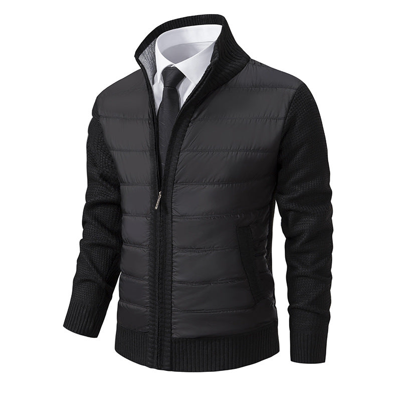 Herren gesteppte Hybrid-Strickjacke mit Stehkragen Reißverschluss und Eingrifftaschen Nord Taschen