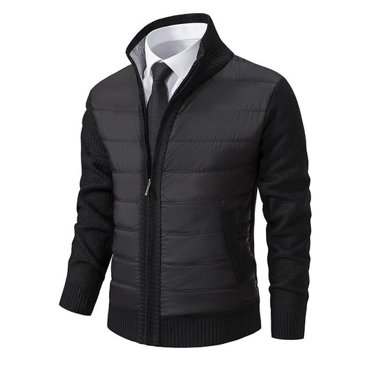 Herren gesteppte Hybrid-Strickjacke mit Stehkragen Reißverschluss und Eingrifftaschen Nord Taschen