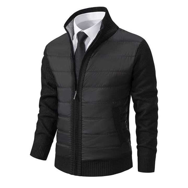 Herren gesteppte Hybrid-Strickjacke mit Stehkragen Reißverschluss und Eingrifftaschen Nord Taschen