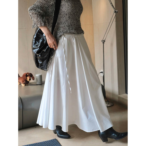 Damen Weicher High‑Waist Maxirock mit Tunnelzug, weitem Fall und fließender Volant‑Silhouette Nord Taschen