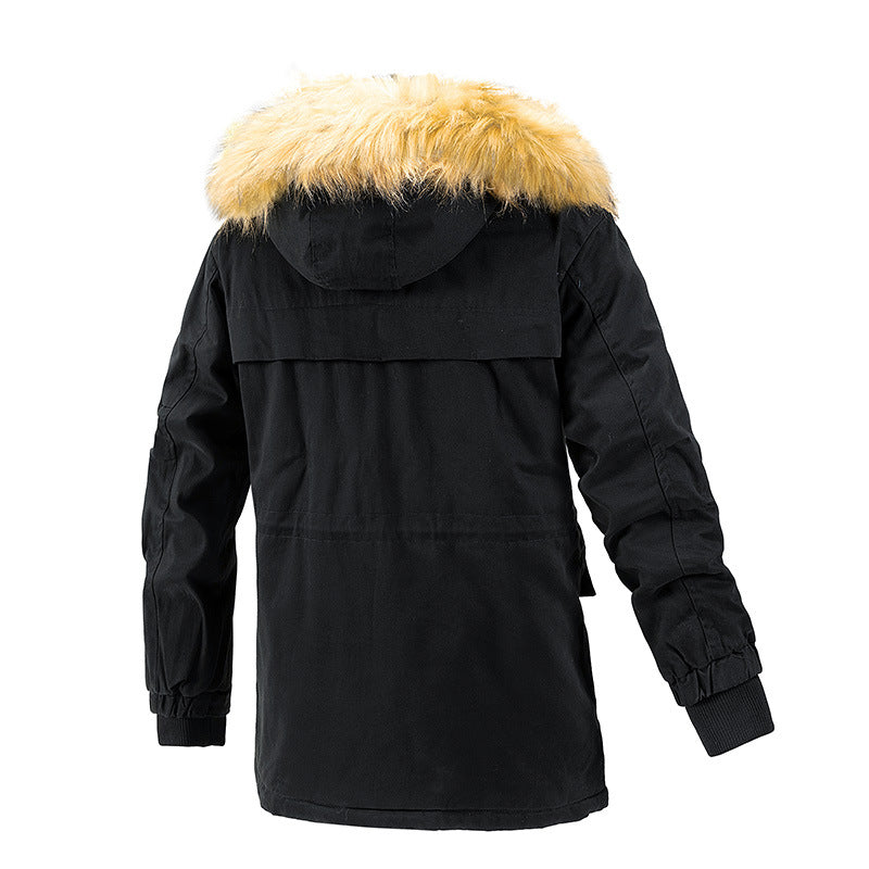 Herren Winterschutz-Parka mit wärmendem Teddyfutter abnehmbarer Kunstfellkapuze und verstärkten Utility-Taschen Nord Taschen