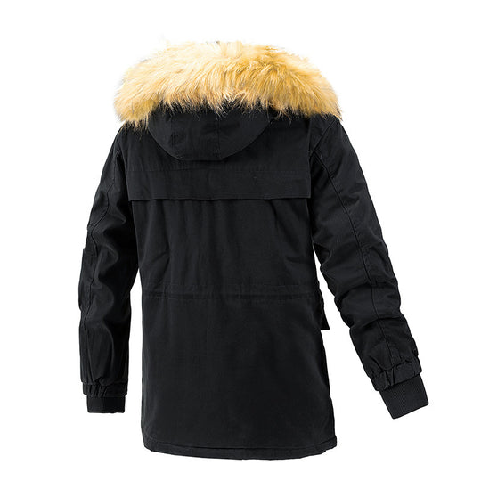 Herren Winterschutz-Parka mit wärmendem Teddyfutter abnehmbarer Kunstfellkapuze und verstärkten Utility-Taschen Nord Taschen