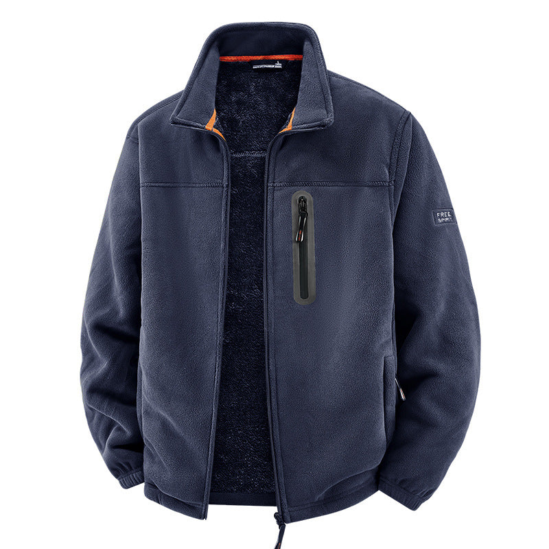 Herren Thermo-Fleece-Outdoorjacke mit Teddy-Innenfutter, Brustreißverschluss & windabweisender Oberfläche Nord Taschen