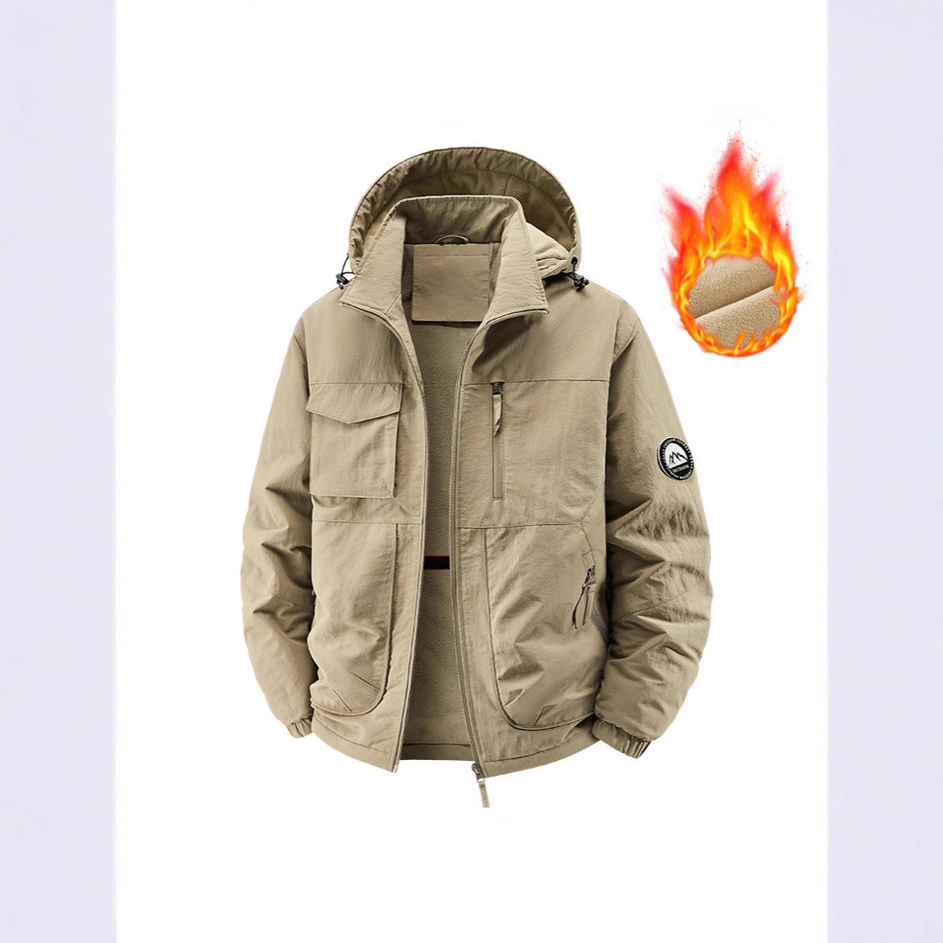Herren Gefütterte Outdoorjacke mit Fleece-Innenfutter und multifunktionalen Utility-Taschen Nord Taschen