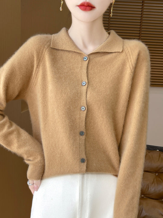 Damen Kuscheliger Reverskragen-Cardigan im Kaschmir-Look mit Mohair-Effekt Nord Taschen
