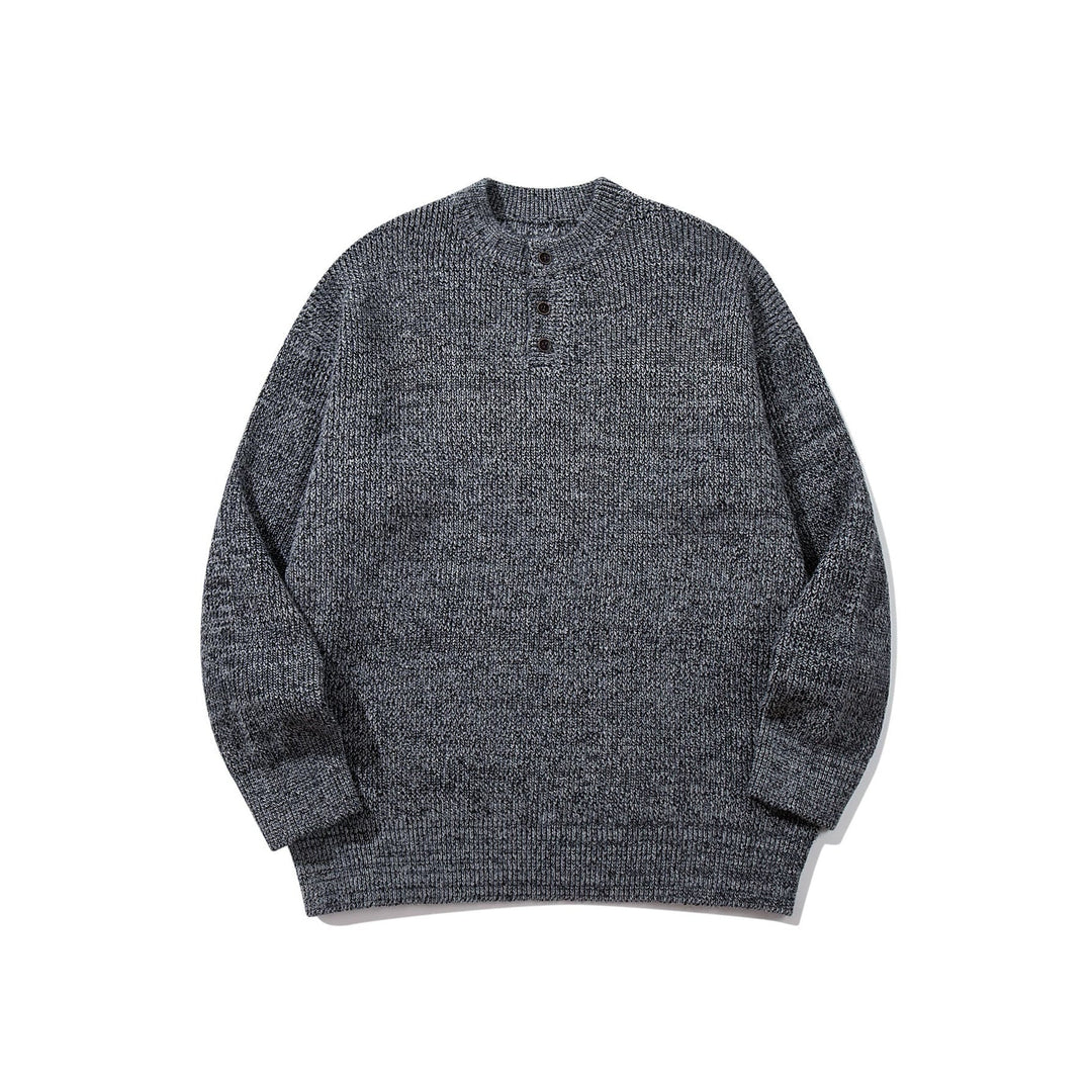 Herren Grobstrick-Henleypullover mit halber Knopfleiste und Rippbündchen Nord Taschen