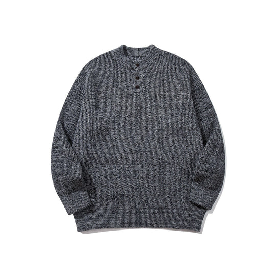 Herren Grobstrick-Henleypullover mit halber Knopfleiste und Rippbündchen Nord Taschen