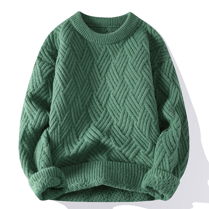 Damen grobgestrickter Oversize-Pullover mit Zopfmuster und elastischem Rippbund Nord Taschen