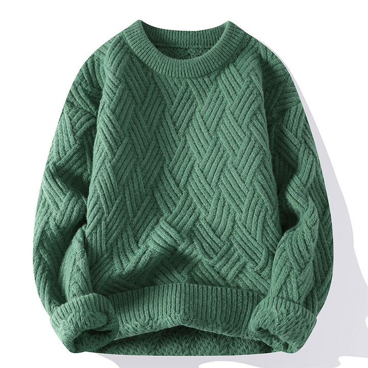Damen grobgestrickter Oversize-Pullover mit Zopfmuster und elastischem Rippbund Nord Taschen