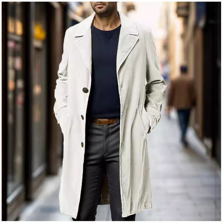 Herren eleganter Trenchcoat aus hochwertigem GewNord Taschene mit praktischen Taschen