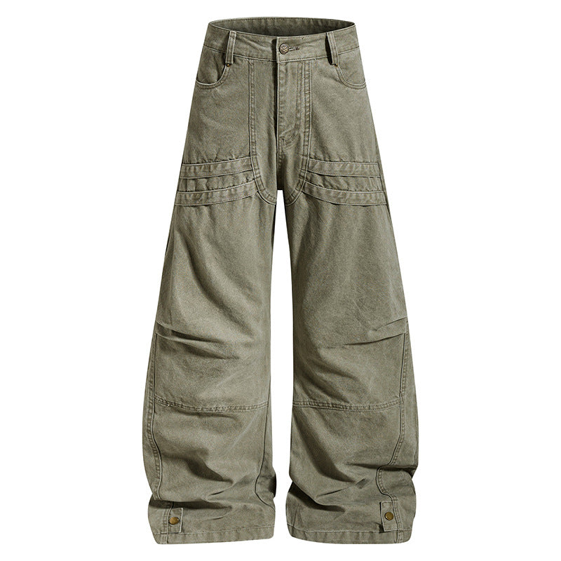 Damen Weite High‑Waist Cargo‑Hose mit verstärkten Kniepaneelen und verstellbarem Saum Nord Taschen