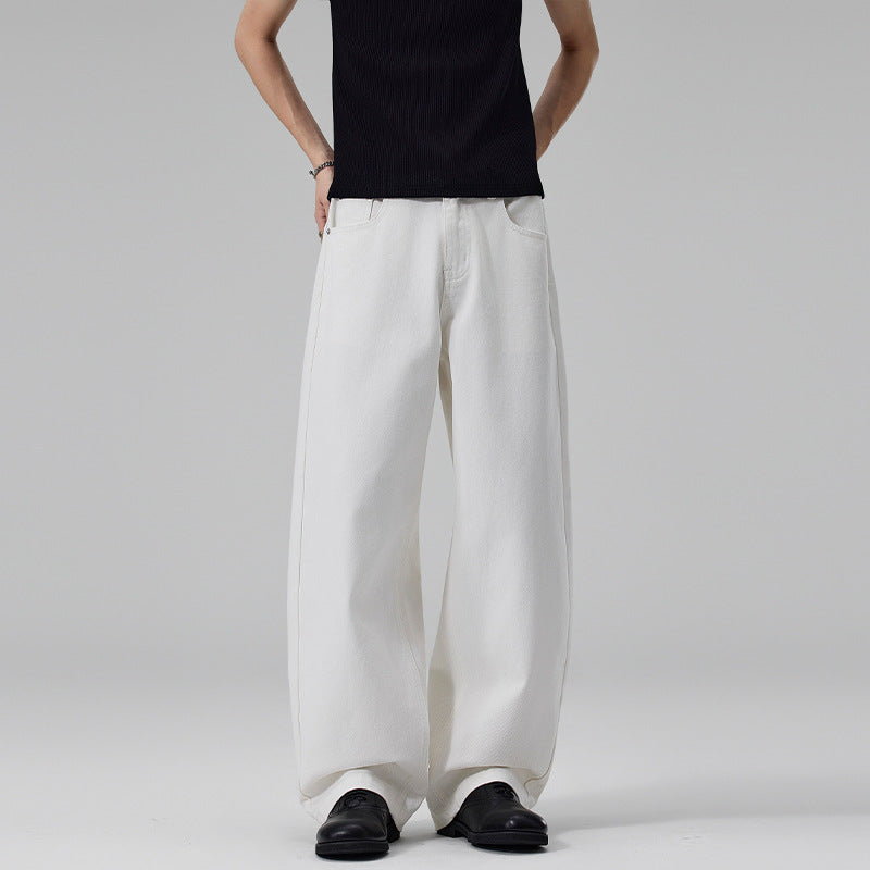 Damen Weite High‑Waist Baumwoll-Twill Baggy‑Hose mit tiefem Schritt Nord Taschen