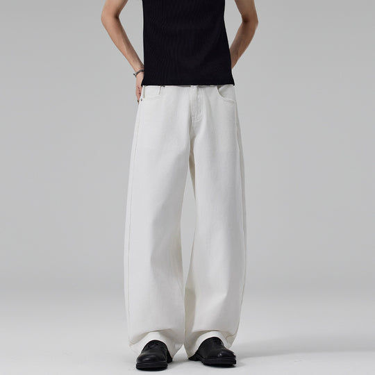 Damen Weite High‑Waist Baumwoll-Twill Baggy‑Hose mit tiefem Schritt Nord Taschen