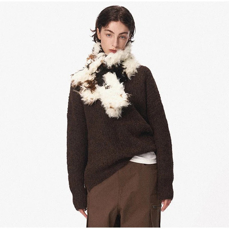 Damen Kunstpelz-Schalstola mit lockiger Shaggy‑Textur und Schlaufenverschluss Nord Taschen