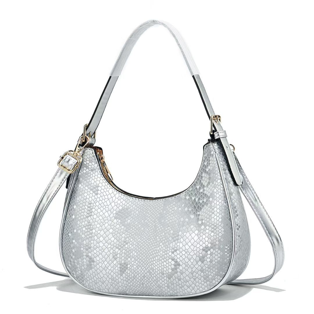 Damen Handtasche mit stilvollem Schlangenleder-Design und abnehmbarem Schulterriemen Nord Taschen