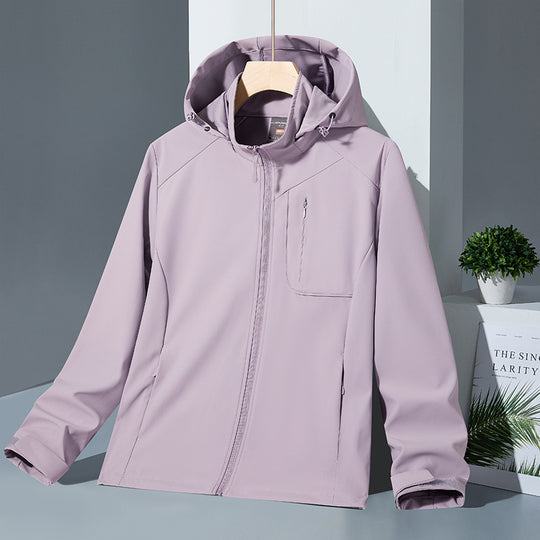 Damen Leichte Softshell-Kapuzenjacke mit wind- und wasserabweisender Membran und Brust-Reißverschlusstasche Nord Taschen