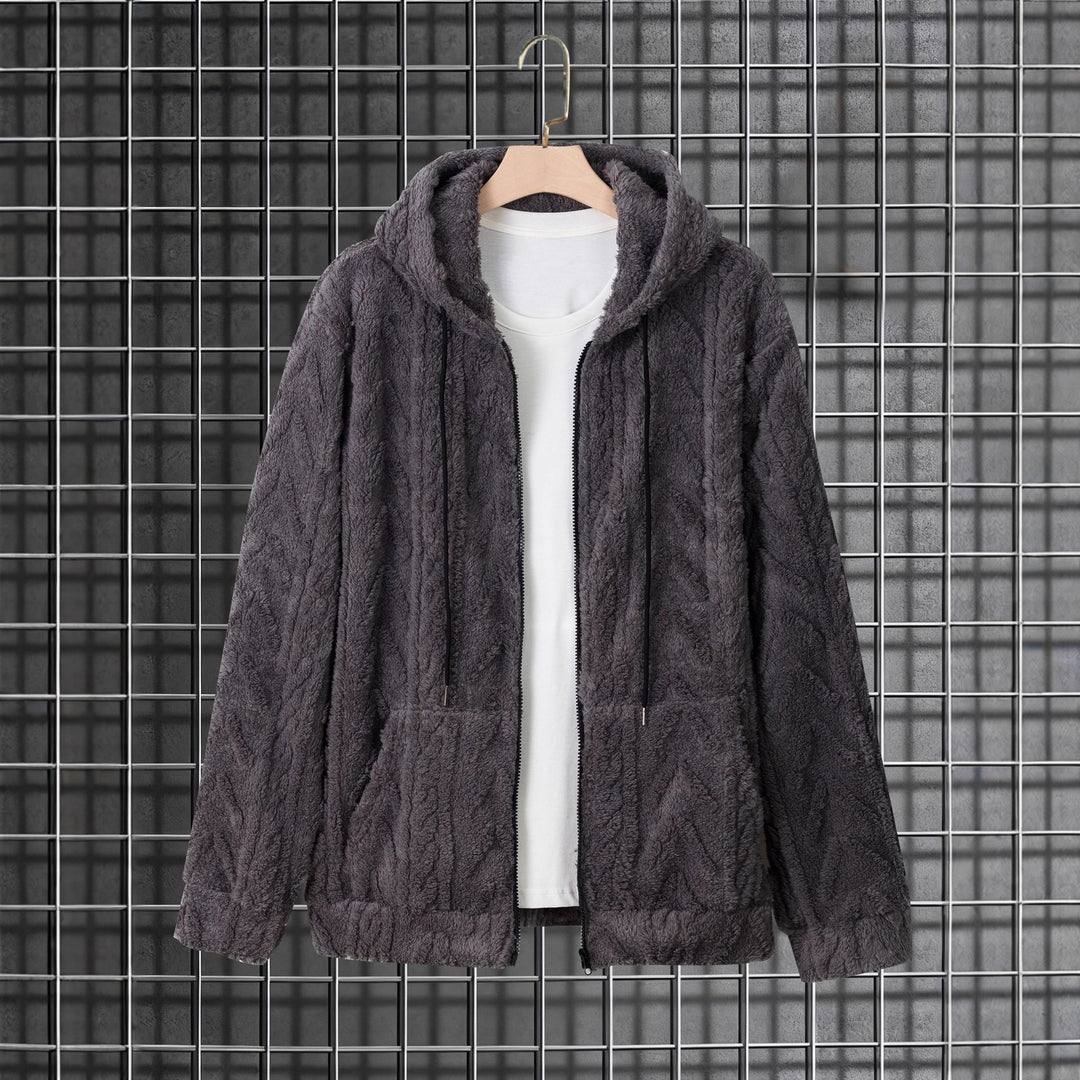 Herren kuschelige Kapuzenjacke aus Teddyfleece mit durchgehendem Reißverschluss und Kängurutaschen Nord Taschen