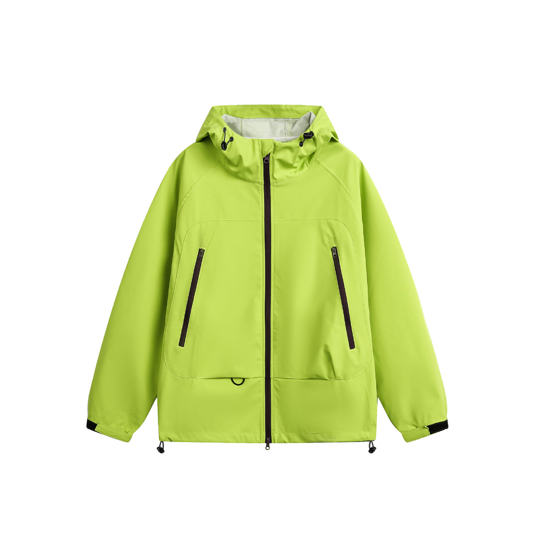 Damen Wasserdichte Softshell‑Regenjacke mit Kapuze, verstellbarem Saum und kontrastierenden Reißverschlüssen Nord Taschen