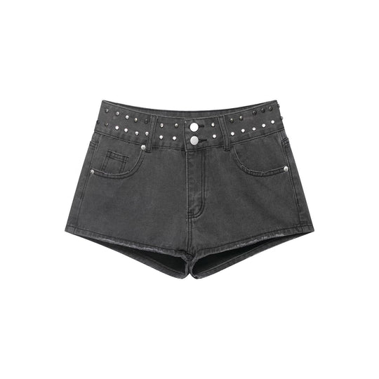 Damen stilvolle Shorts mit metallischen Details und hohem Bund Nord Taschen