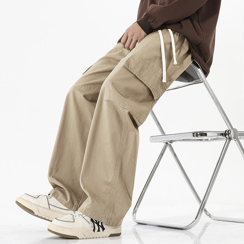 Herren Superweite Utility-Cargohose im tiefsitzenden Baggy-Cut mit Kordelzug Nord Taschen