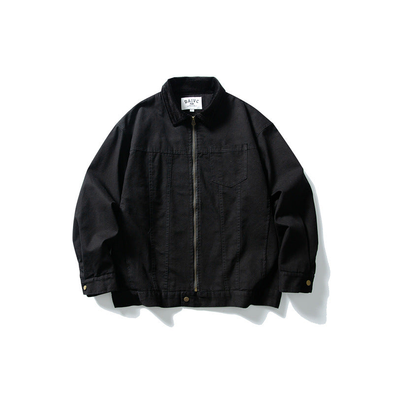 Herren Boxy-Canvas-Blousonjacke mit Cordkragen und durchgehendem Reißverschluss Nord Taschen